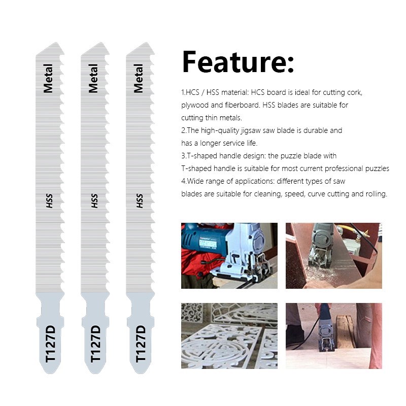 CMCP 5st HSS Steel Jig Saw Blade T127D Saber Blades T Shank Återkörande Sågblad för metallbearbetningsverktyg Såg Blad