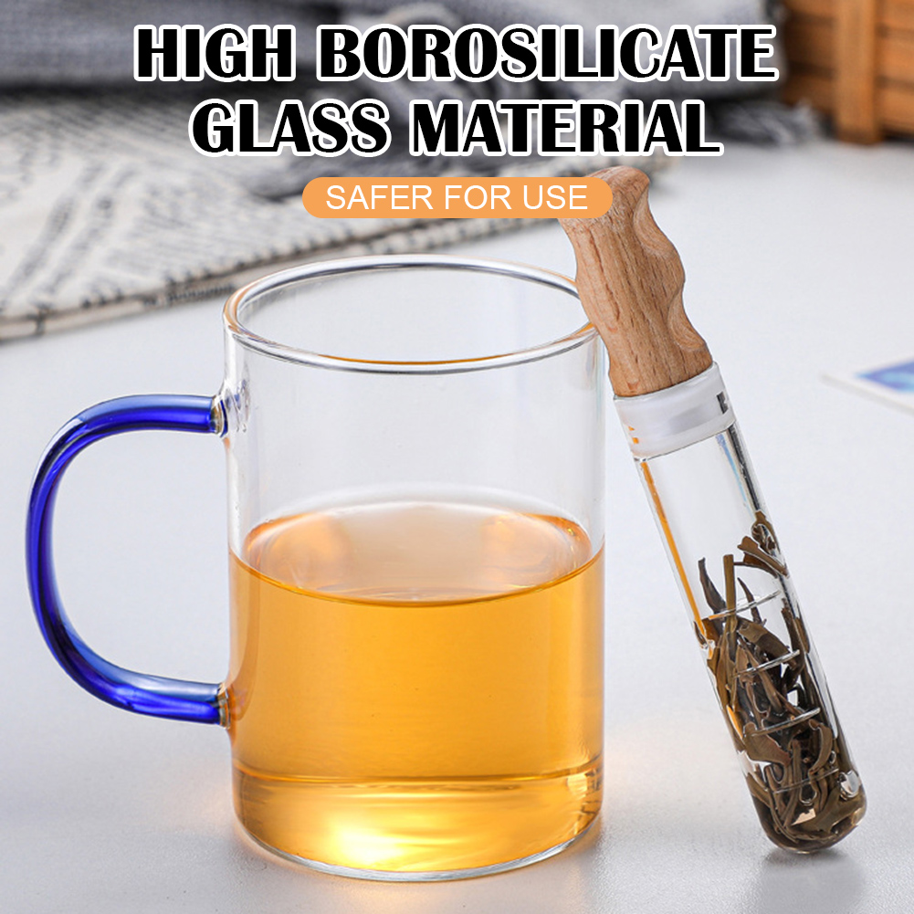 Transparent TEA Infuser Filter Glas Tube Te Te Siler With Cork Lock Brewing Test Tube Kitchen Tools