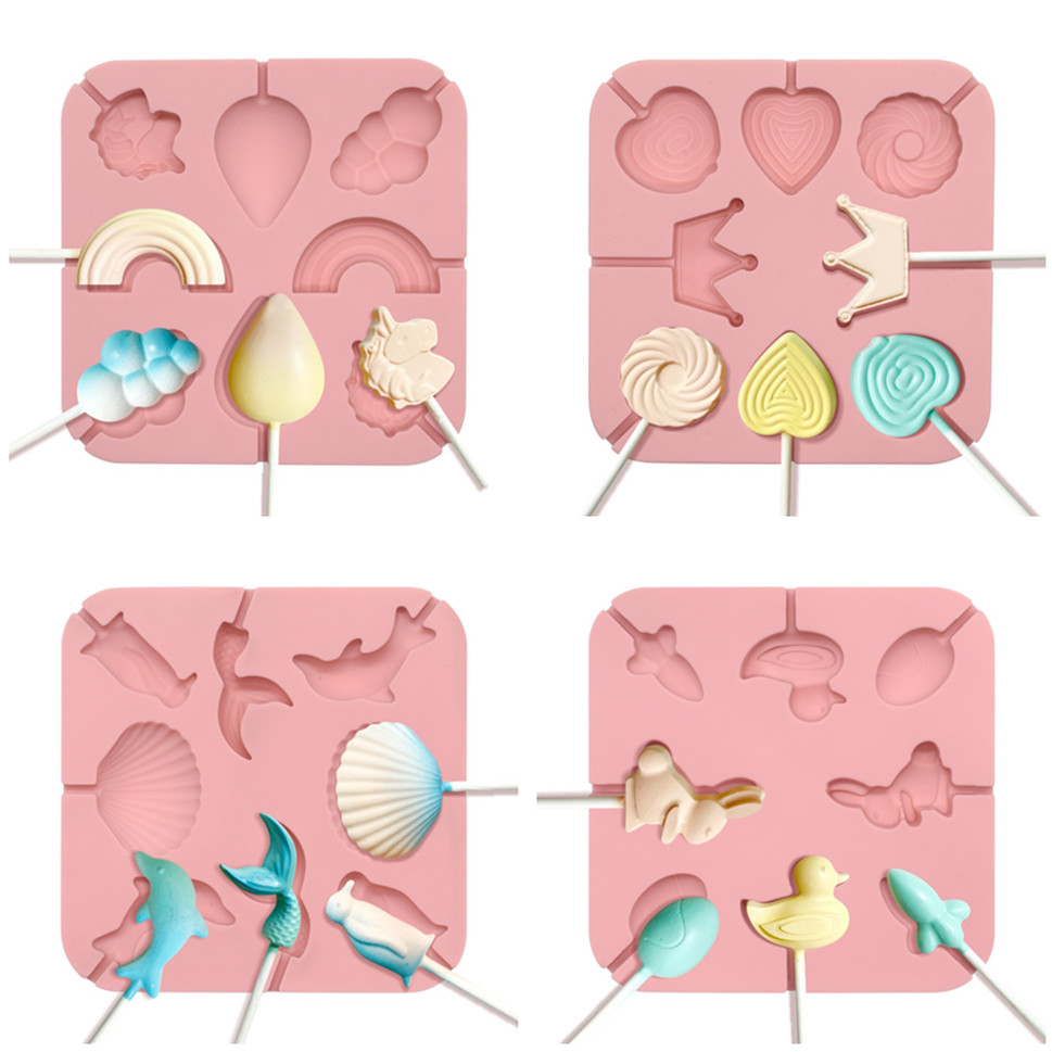 Einhorn/Ozean/Krone/Kaninchen Lollipop Silikon Schimmelpilze Schokolade Kuchenform Schimmel Kuchen Dekorieren Werkzeuge Küche Backzubehör