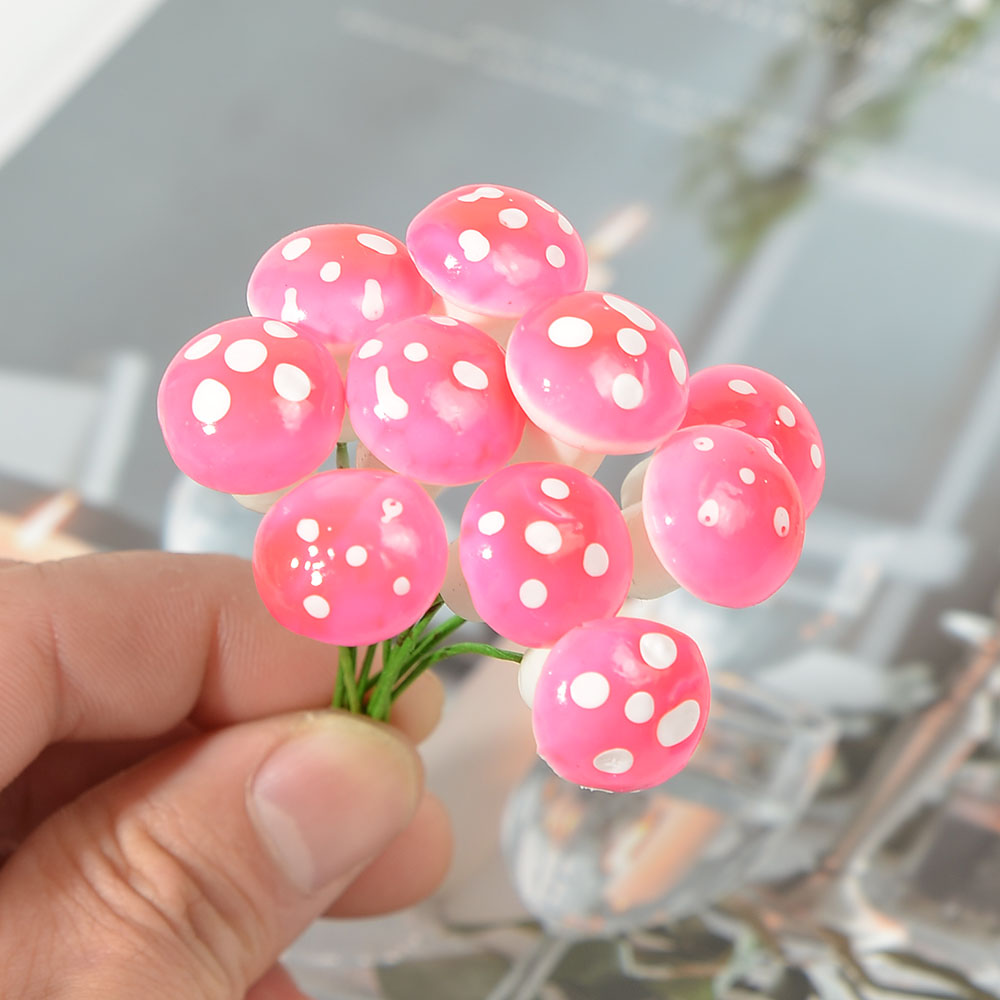 10/50/1.5cm Mini Foam Mushroom Fungus Artificial Plant Flower Kids Painted DIY Craft Home Party Wreath Holiday Decoration