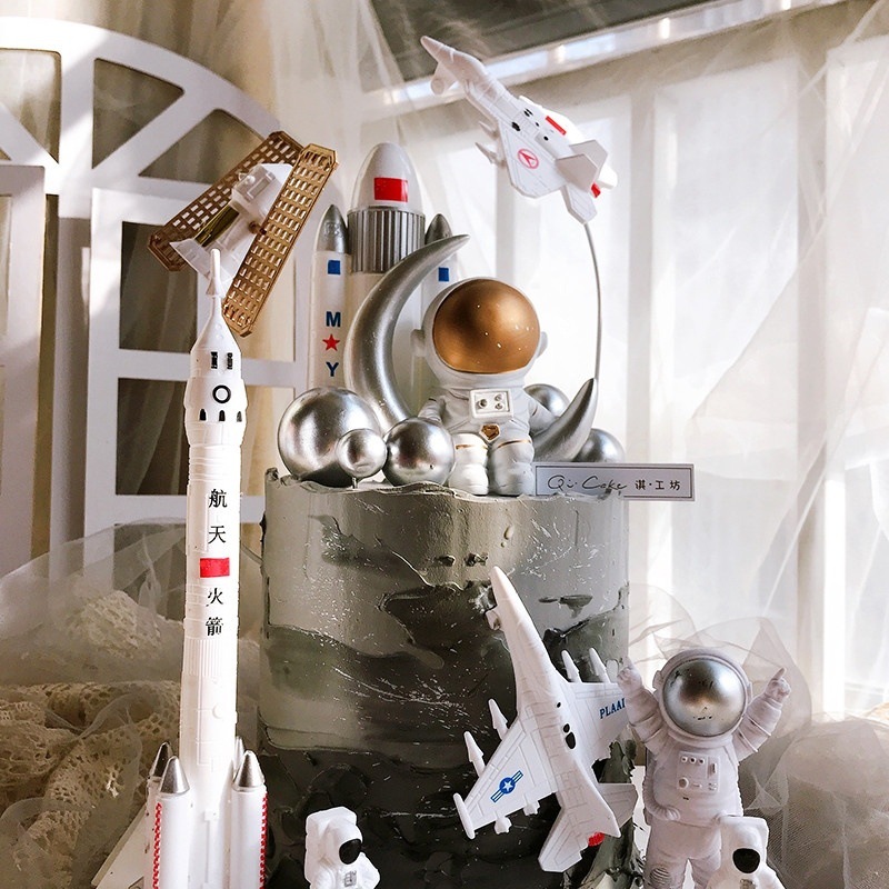 Décor de gâteau aérospatial décor astronaute gâteau topper mini modèle de navette spatiale pour l'espace anniversaire décorations de fête