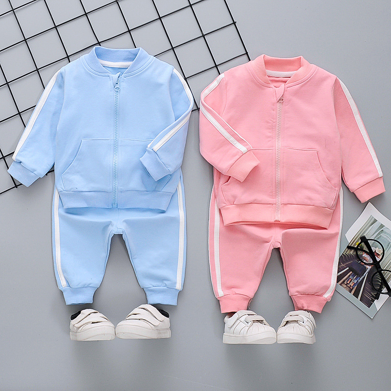 1-7 Jahre Kinder Sportanzug Mädchen Langarm Langarm Zipper Sweatshirt Pant Set Baby Kleidung Kid Boy Tracksuit Herbstmantel A514