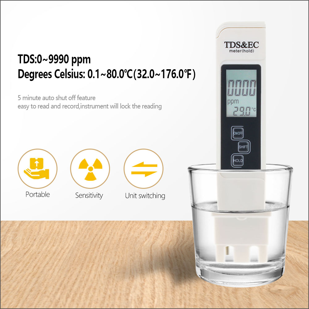 RZ PH/EC Meter Monitor Detector Aquarium Digital Professional Water Quality Tester Portable Mini Acidity Meter PH Monitor