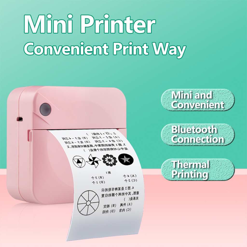 Ny bärbar mini Printer Pocket Printer Student Note Printer Photo Text Streck Code Printer