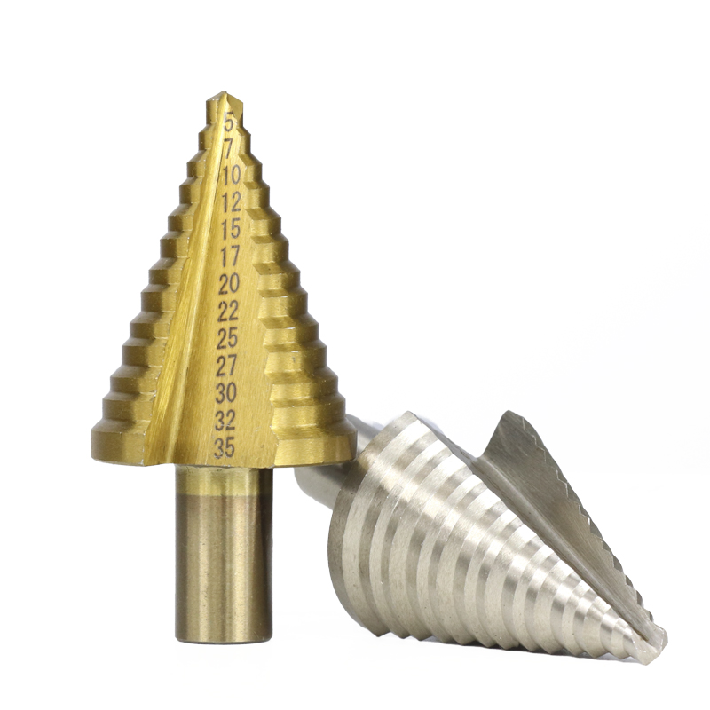 1/métal Drill 5-35 mm pas de cône étape de perceuse à trait droit revêtu de troupe de rainure droite HSS