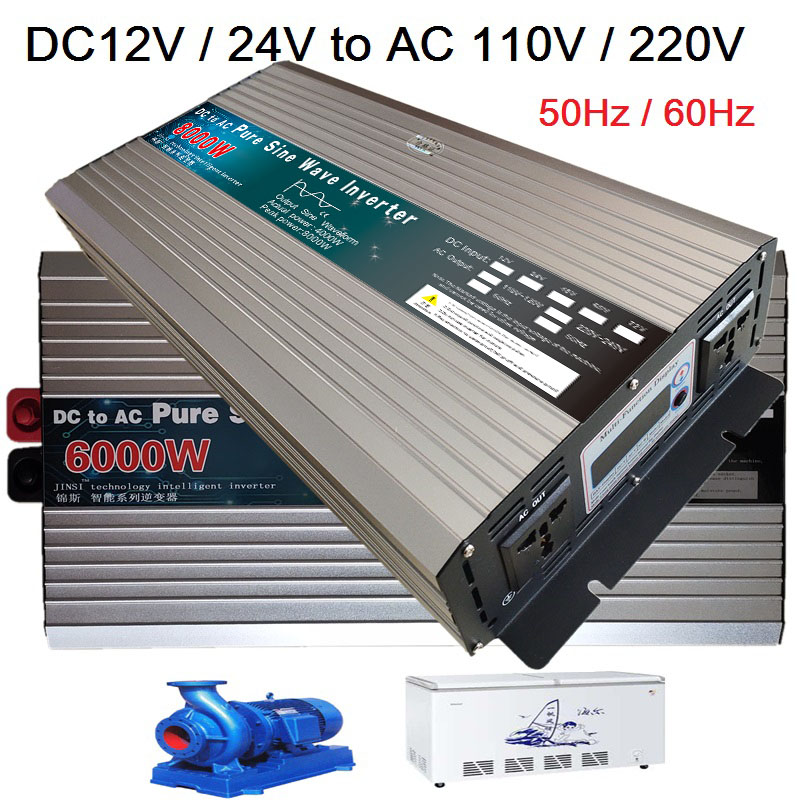 Onduleur 1220V 220V Invertisseur d'onde sinusoïdale pure 12V / 24V / TO / 110V 4000W 5000W 6000W Alimentation du transformateur de convertisseur d'inverseur solaire