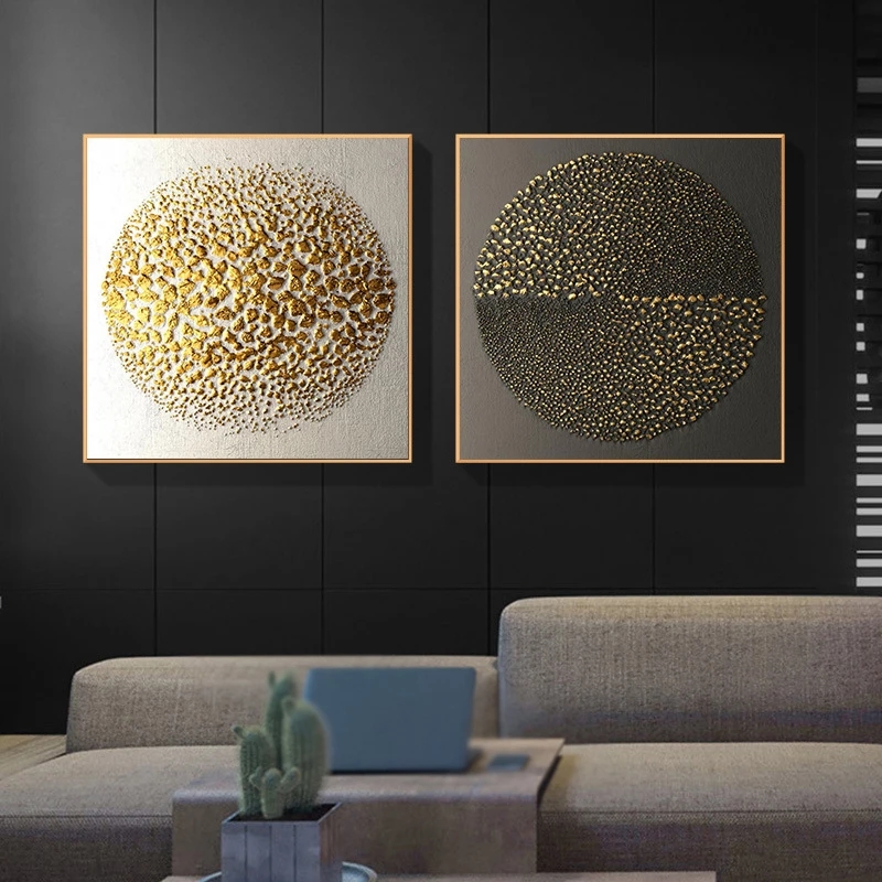 Pintura de tela abstrata de luxo dourado pintura nórdica Retro Poster Impressão minimalista Arte da parede Picture Sala Decoração em casa