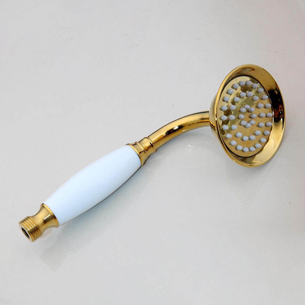 Luxury Gold Porslinhandtag Telefonhandhållen duschhuvudsspruthuvud med slang