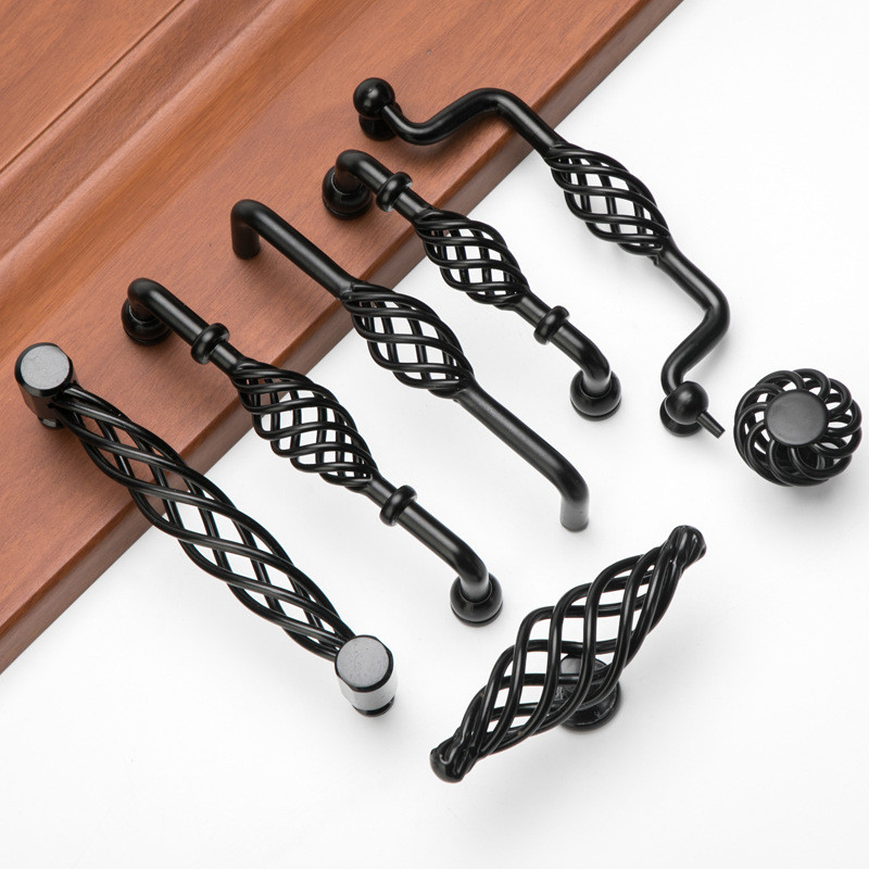 KK&FING Vintage Bronze Black Cabinet Handles Hollow Out Birdcage Handles Drawer Knobs Cupboard Door Pulls Furniture Hardware