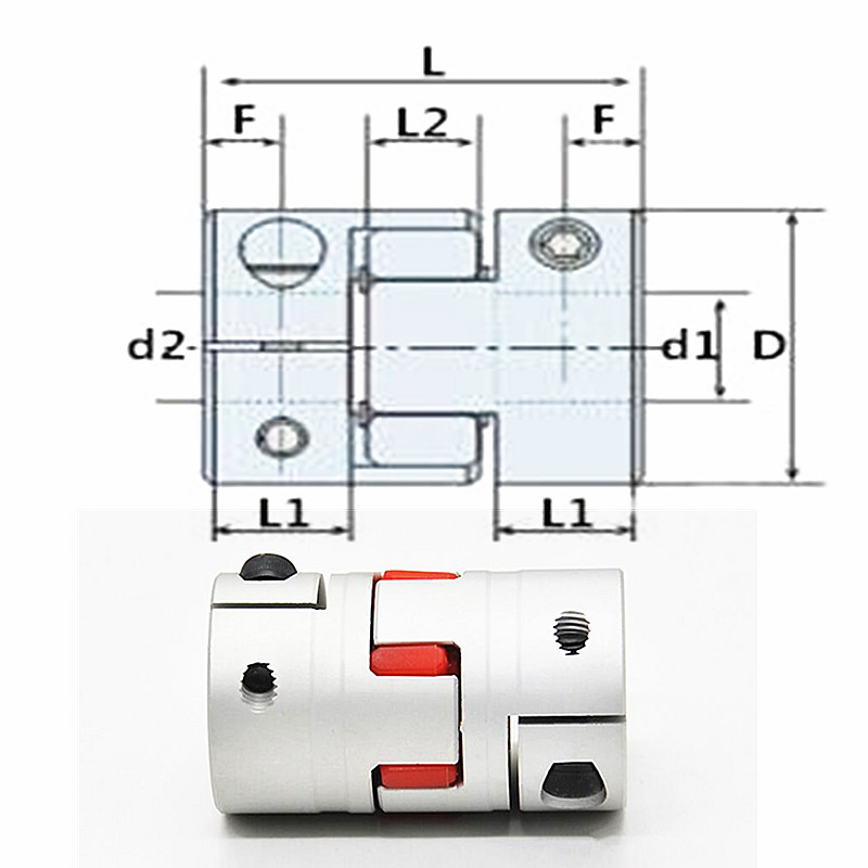 1st flexibel plommonsaxelkoppling D20L25 D20L30 D25L30 D25L35 D30L35 CNC Stepper Motor Coupler Jaw Shaft Coupling 5mm 8mm 10mm