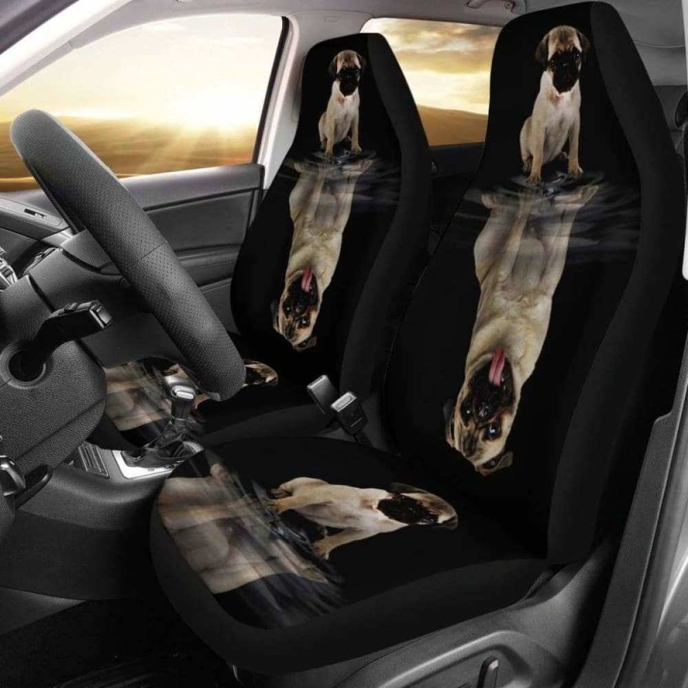 Pug Pets Dogs Animal Car Cover 102918, paczka 2 uniwersalnej okładki ochronnej przedniego siedzenia