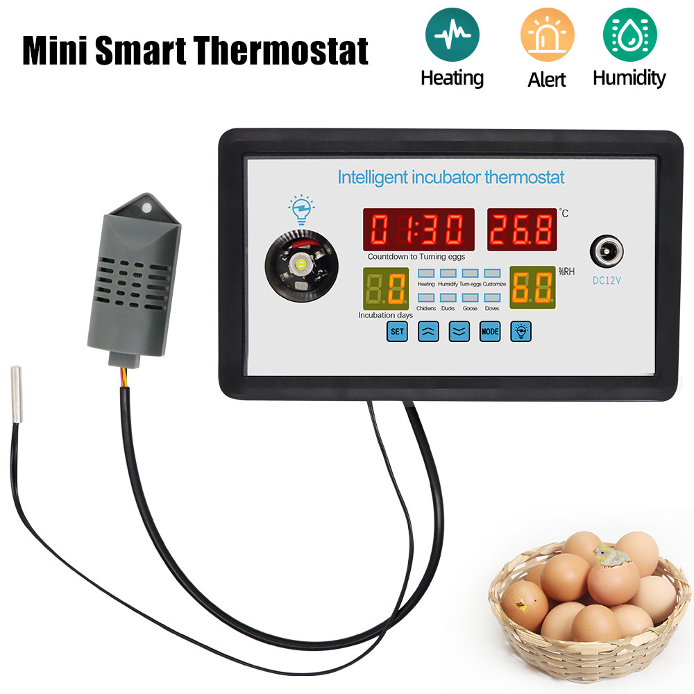 12 В/220 В Mini Smart Thermostat Автоматическое управление инкубатором Система контроля температуры влажности для фермерских цыплят утки утки