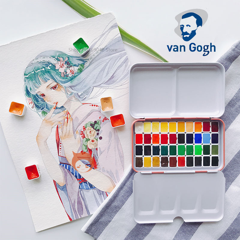 Van Gogh Pays-Bas 24/40 Couleur solide aquarelle de peinture d'essai de peinture pack 0,5 / 1 ml mini pack acuarela artiste peinture de fournitures d'art