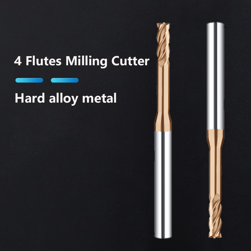 SENO HRC55 Long Neck Flat Carbide End Mill 4 Flutes Milling Cutter Cnc Routerbits Long Flute Endmills 1mm 1.5mm 2mm 2.5mm 3.0mm