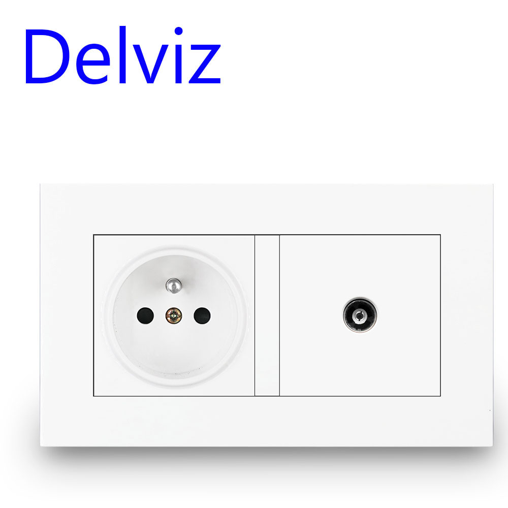 Delviz French Standard Light Switch, 1 gangue 1way / 2way Stair Corredor Switch, branco com painel de interruptor, soquete USB de energia da parede 16A