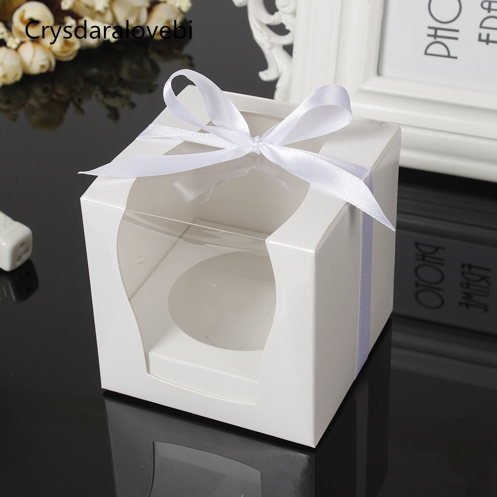 12/Boîte à gâteau en papier kraft marron Boîte à gâteau avec fenêtre Partage de mariage Faveur Box Box Emballage