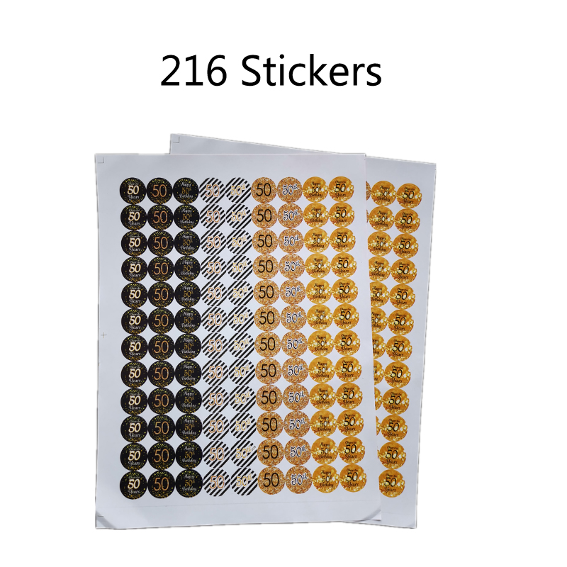 50th 60th Anniversary Stickers Cheers to 50 60 Years Old Birthday Labels Shiny Foil DIY Gift Packaging Decorations