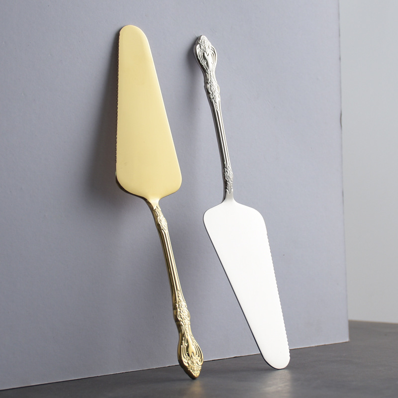 Gold Retro Kek Kürek Kürek Şartı Pasta Pizza Peynir Sunucusu Kesici Gıda Yardımcı Kek Bölücü Spatula Restoran Siverware Pişirme