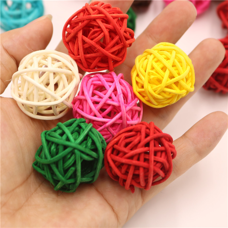 20 -stcs3 cm Multicolor Rattan Ball Diy Balls Home Ornamenten/Kerstmis/verjaardag/bruiloftsfeestdecoraties Kids Toys