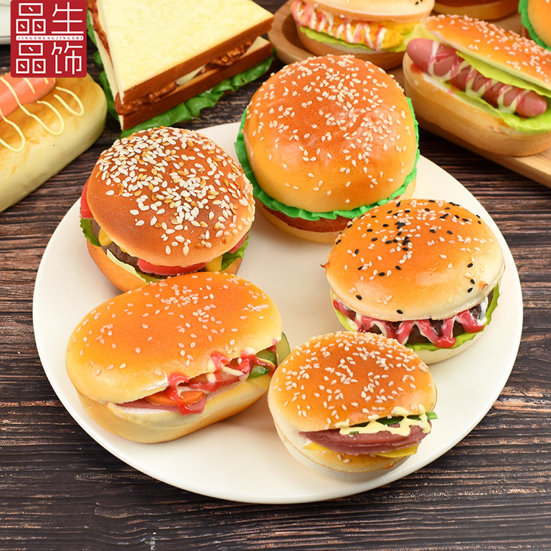 Fake Bread Hamburger Artificial Bread Foods Sobremesa de brinquedos Diy Janela exibir fotografia Props Kitchen Toy for Kids Model