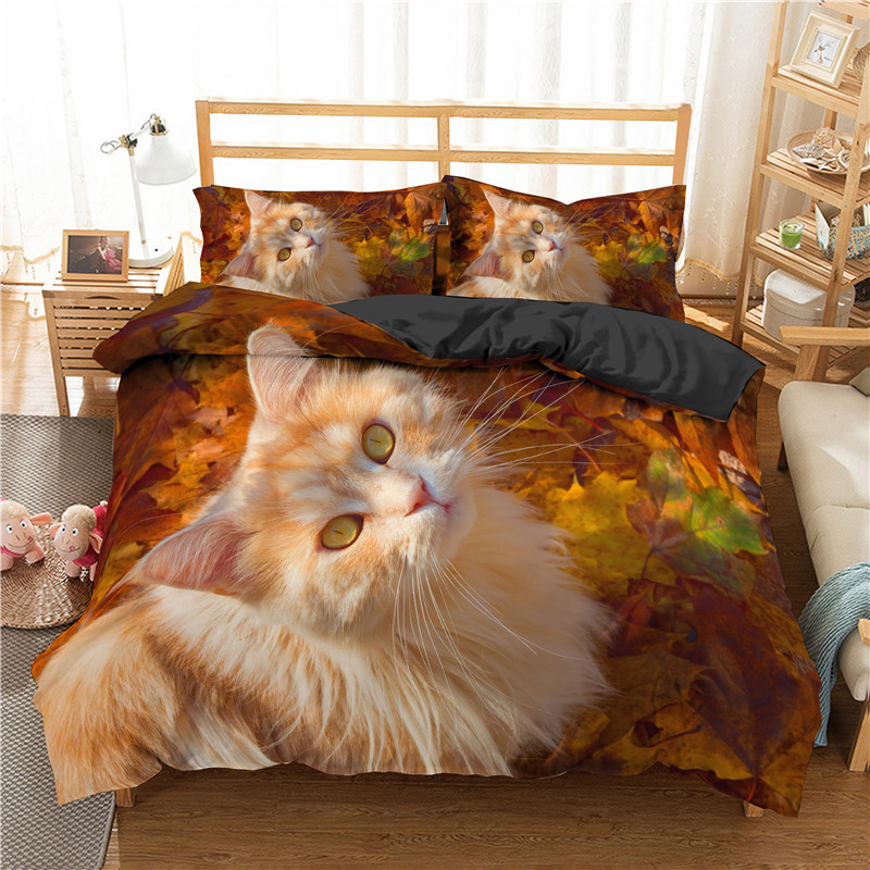 Ensemble de couvercle de couette de chats pour boy girl mignon animal imprimé litière ensemble de bidons de compagnie couverture de couette en microfibre douce Twin / Queen / King Size