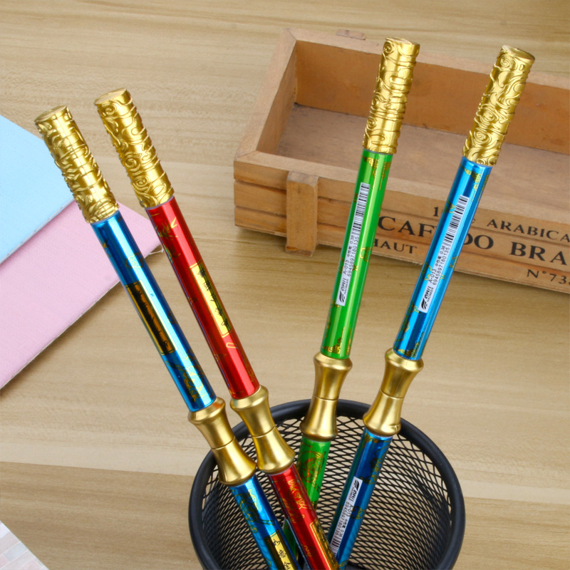 Monkey King Gold Hoop Pen draaien 0,38 mm Penspinning Grappige rotring Pennen Nunchaku Style School Gift Stationery Papelaria