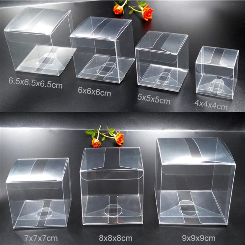 50st General Square Clear PVC Boxes Wedding Favor Gift Packaging Box Transparent Party Candy Chocolate Toys/Jewelry/Candy Boxes