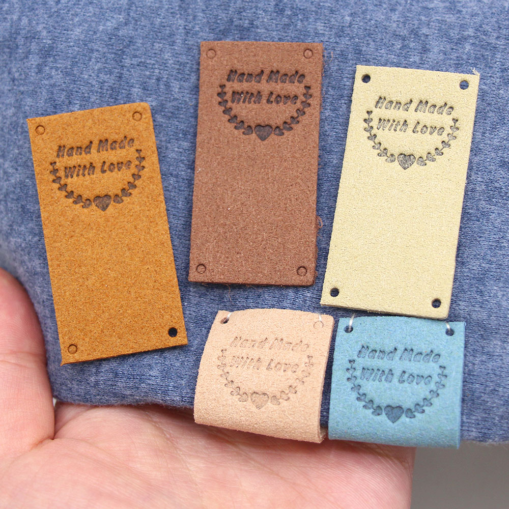 etiquetas tags feitas à mão com rótulos de amor para roupas Coração Made Made Made Leather Costura de costura 2.5*5cm