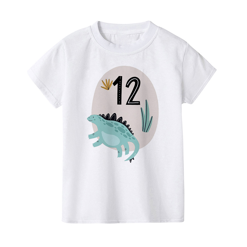 Dinosaur Ei Birthday 1-12 jaar oude jongens t-shirt schattige dinosaurus verjaardagsfeestje outfit tops zomer Kinderkleding grafisch T-shirt geschenken