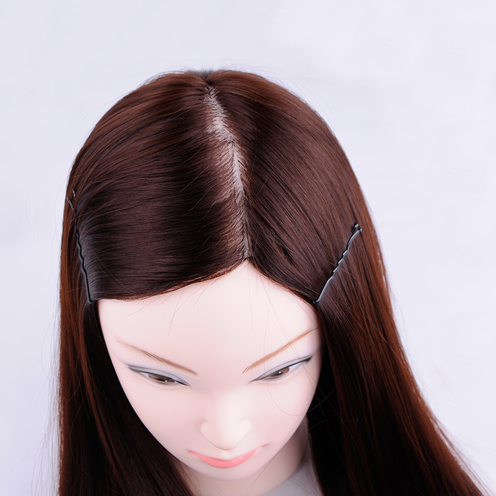 65 cm synthétique à haute température Hair Professional Mannequin Head For Barber Practice Hairstyle Hairdressher Poll Training Head