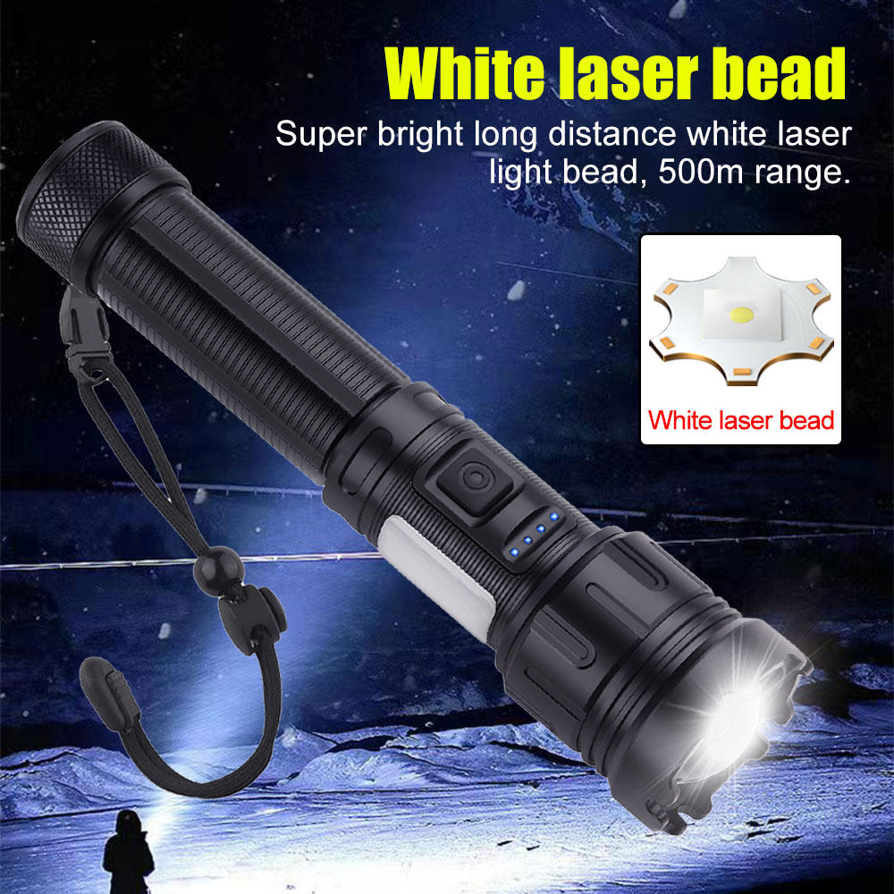 30W WIT LEP Zorglamp Zoomable Hunting Scout Light Type-C Oplaadbare COB Side Torch Waterdichte Ultra lange afstand Lantaarn