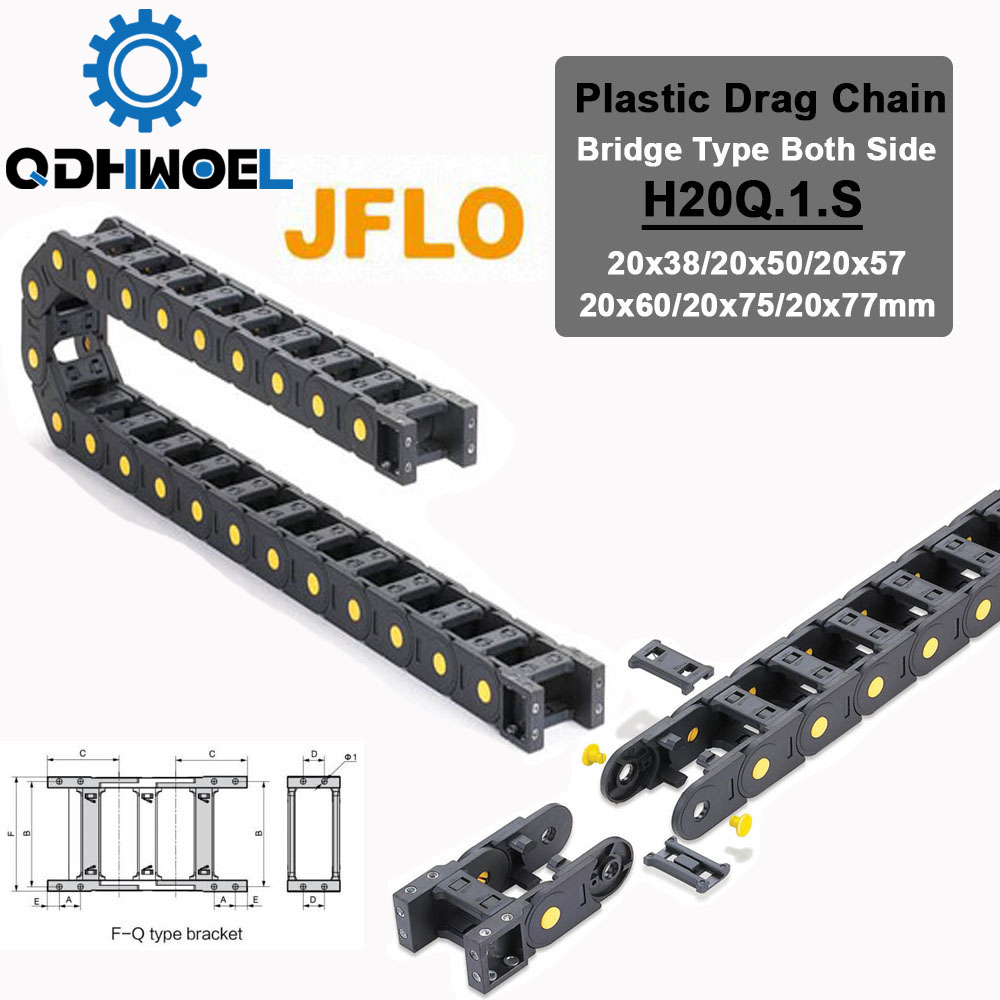 QDHWOEL Dragkedjor JFLO H20Q.1.S BRIDGY Typ Båda sidoöppningen 20x38 20x50 Plast Towline Transmission