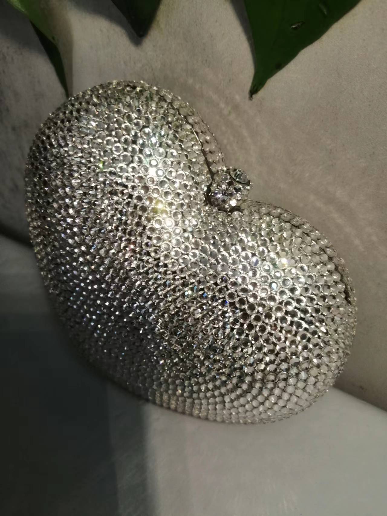 Mulheres vermelhas/prateadas forma de coração pedras de noite bolsas de noite garotas de cristal minaudiere bolsas e bolsas de festa