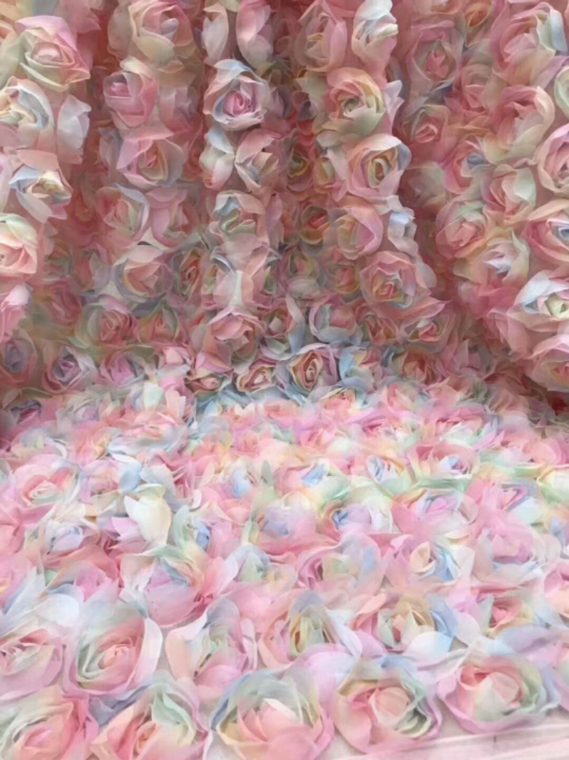 Rose Design Fabric, Mesh Jurk Material, Wedding Achtergrond Doek, 130 cm*45 cm/pc's