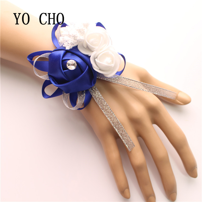 Yo Cho High Quality Real Touch Rose Rose Corsage Bridesmaid Sisters Flowers Hand Flowers Artificial Bride Flowers Party Decor