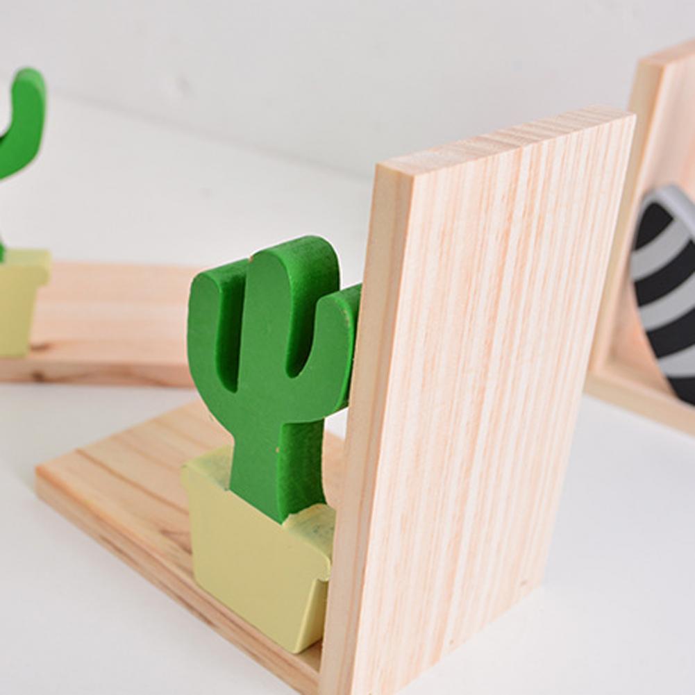 Bookends Book Storage Space-Saving Wood Desk Decor Praktisk bokhylla för skolhylla Bokförvaringsställ