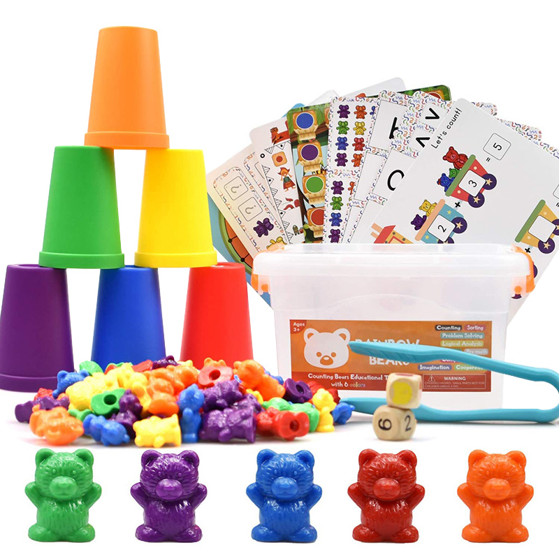 Montessori Puzzle Game Game Rainbow Stack Cups Counting Bears Color Sorter Weights Sensory Toys Math Learning