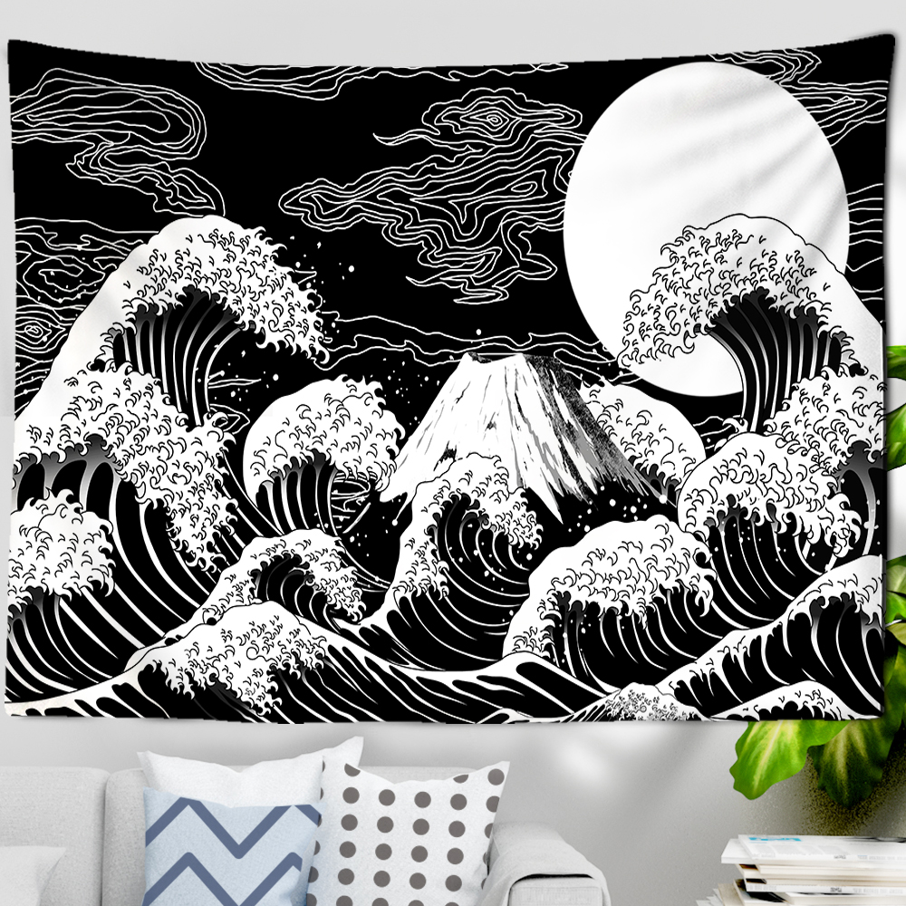 Giappone Kanagawa Wave Printing Totem Totem Wall Hanging Tapestry Bohémien Dicette di yoga Tappetino coperta Decorazione la casa