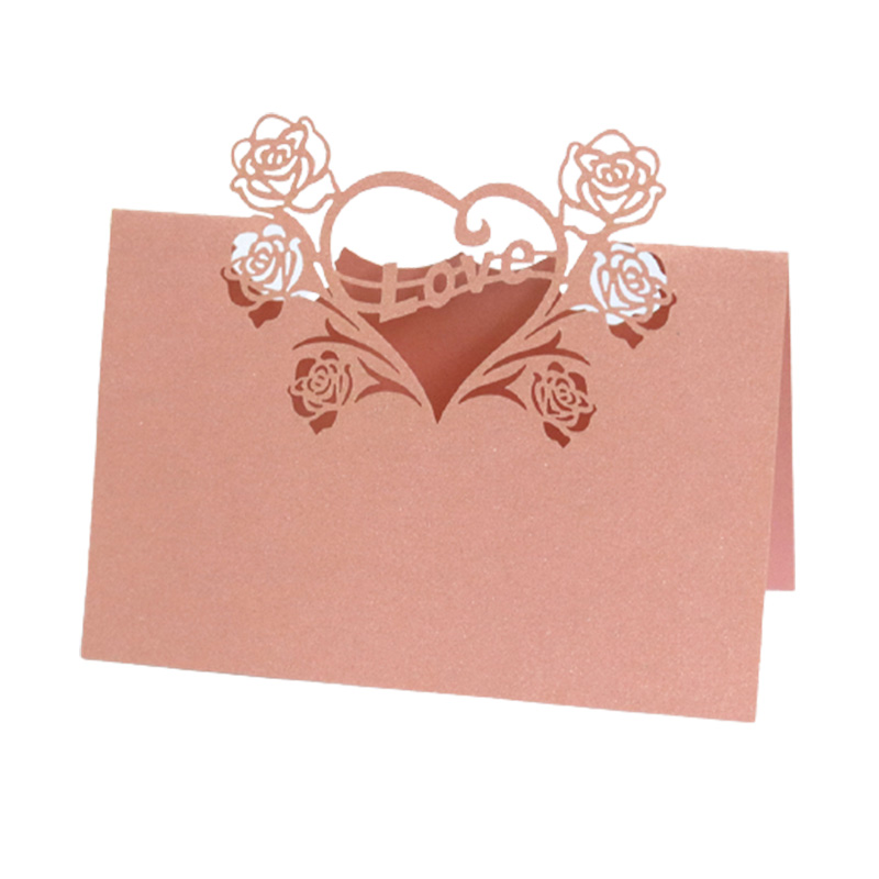 Laser Cut Love Heart Rose Table fleurie Nom des cartes de lis