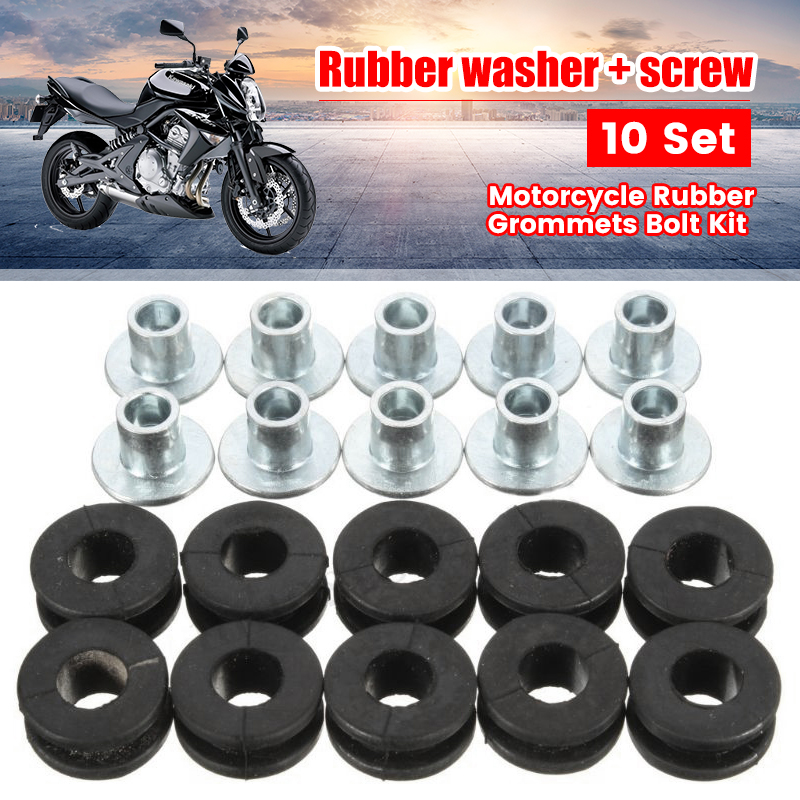 10st Motorcykelgummi grommets packningssatser bult sortiment set motorcykeldelar för honda yamaha suzuki motorcykel grommets