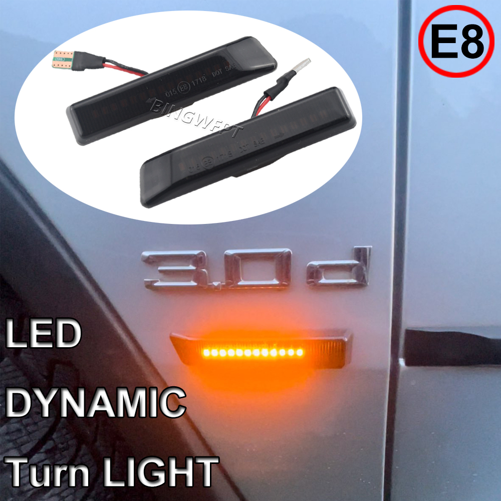 2x Auto vordere Flügel Rauchlinse Dynamische LED -Seitenmarker Repeater -Indikatorlicht 63132492179 63137164491 für BMW X5 E53 E36