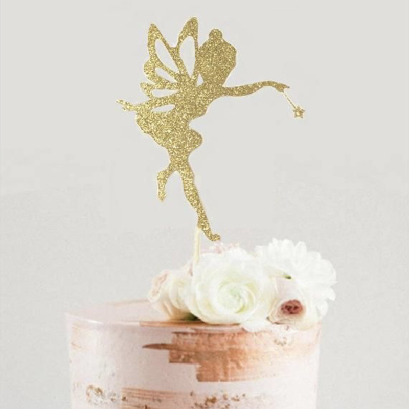 Маленькая фея с днем рождения торт топпер золотой акриловый угол Замок Торт Топпер для детского душа