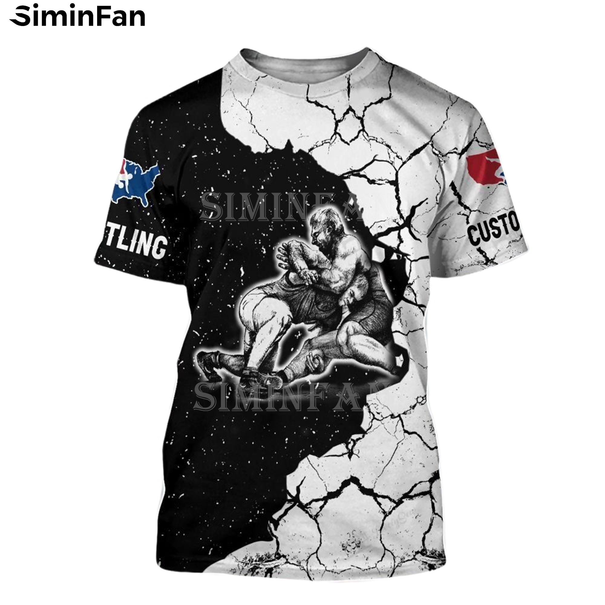 T-shirts pour hommes imprimés 3D Black White 3D