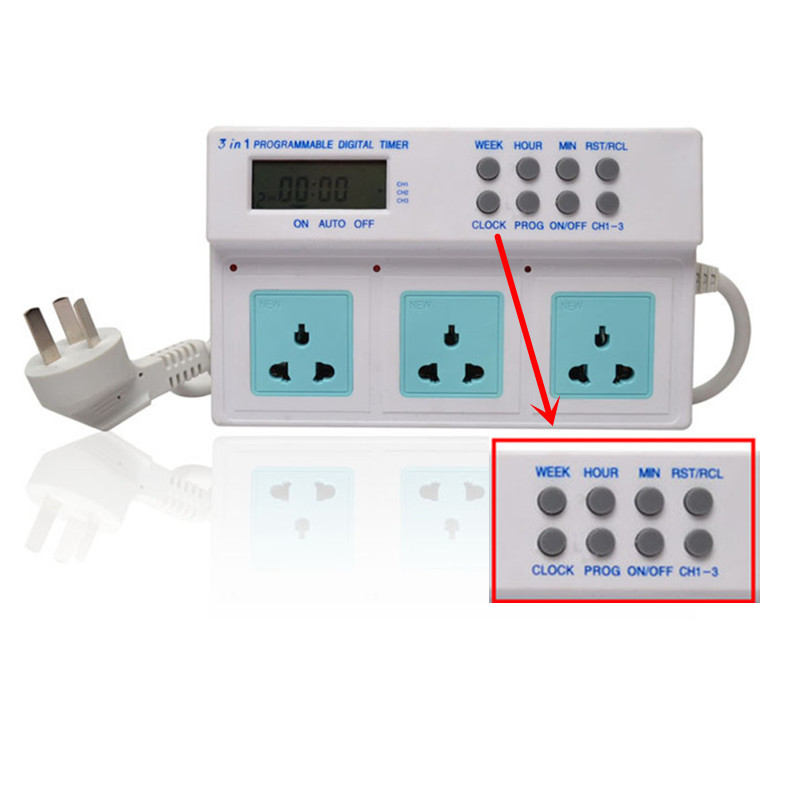 3 po en 1 Contrôle de minuterie de trottoir LCD de minuteur numérique programmable pour le chauffage d'éclairage d'aquarium Fish Filtre Pompe de dosage de la pompe à dosage