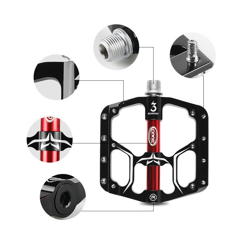 CXWXC CXV-15 Vägcykelcykel Flat Pedal 3 Tätade lager Pedal Aluminiumlegering CNC Maskinbearbetad bred plattform