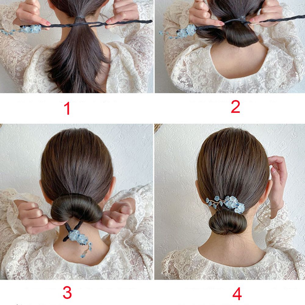 Kadınlar kız saç tokaları Bun Maker saç manşet pimi klip yapay kristal inci zincirleri zarif kafa saç aksesuarları süslemek