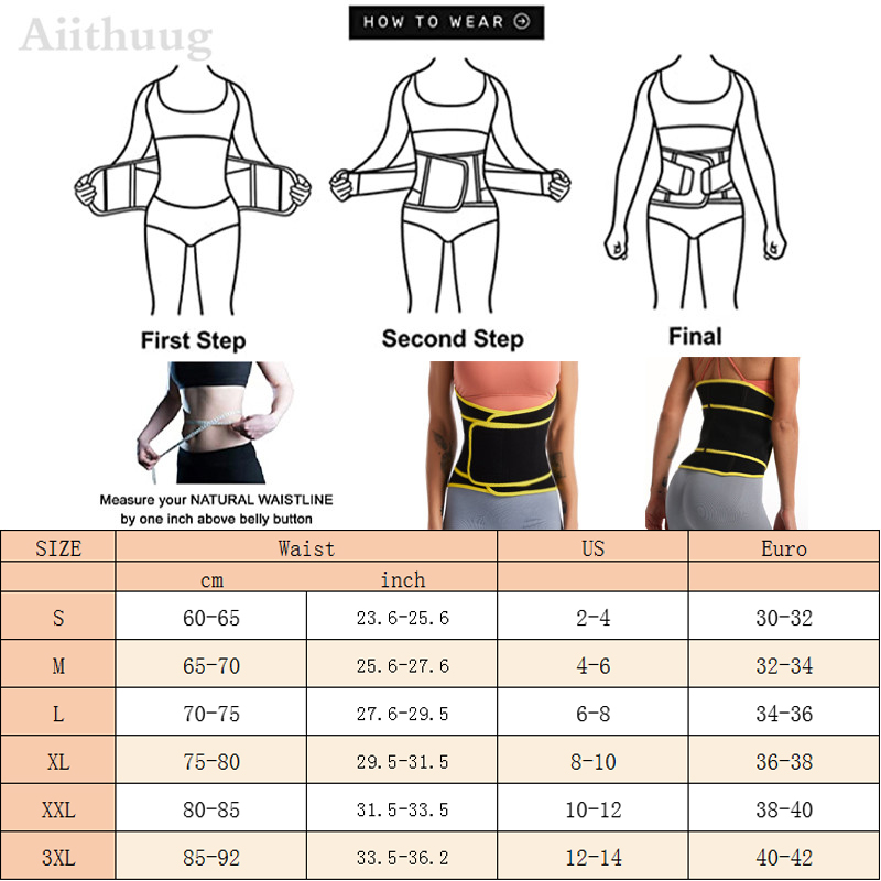 Aiithuug Neoprene Waist Training Corsets Abdominal Training Corset Sauna Sweat Waist Trainer Body Shaper Belt Hot Sweat Girdle