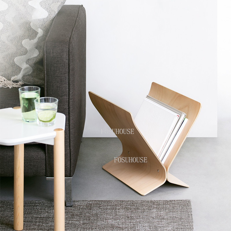 Nordic Magazine Rack Minimalist nowoczesny designerski stojak do przechowywania prosty stały drewniany meble domowe Książki liści szafy gazetowe