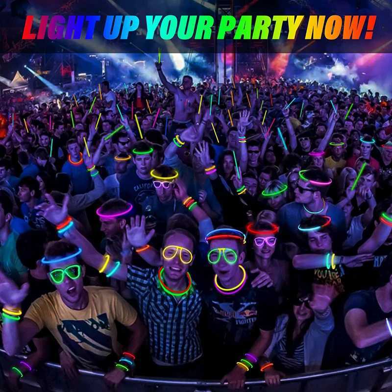 Led Rave Toy 12-Light Up Party Favors LED Glow Glasses Bright Glow Sticks Finger Lights LED Lights Hair Barrettes for Glow Party 240410