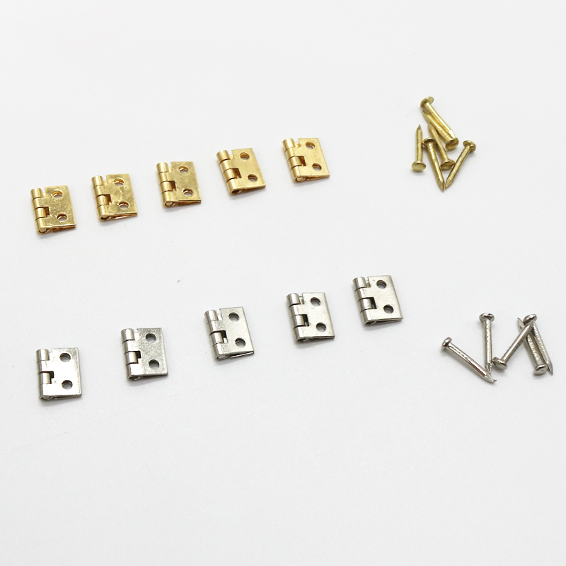 Golden/Silver 10*8mm Mini Metal Hinge for 1/12 House Miniature Cabinet Furniture Brass Hinge Dollhouse